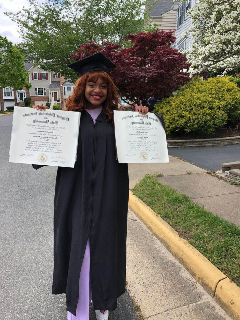 While at VT, Amber participated in many projects, including serving as a Juneteenth Research Scholar, looking at Black Bodies in Colonial Mexico, The Baltimore City Research Project on Policing in Baltimore City after the death of Freddie Gray, and working in an Entomology lab completing a study on restoring watersheds in Roanoke. Her internship with the Virginia Tech Women’s Center inspired her to pursue a master’s degree in Forensic Biology at Virginia Commonwealth University.