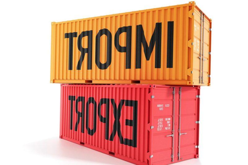 Stock image of import export shipping containers.